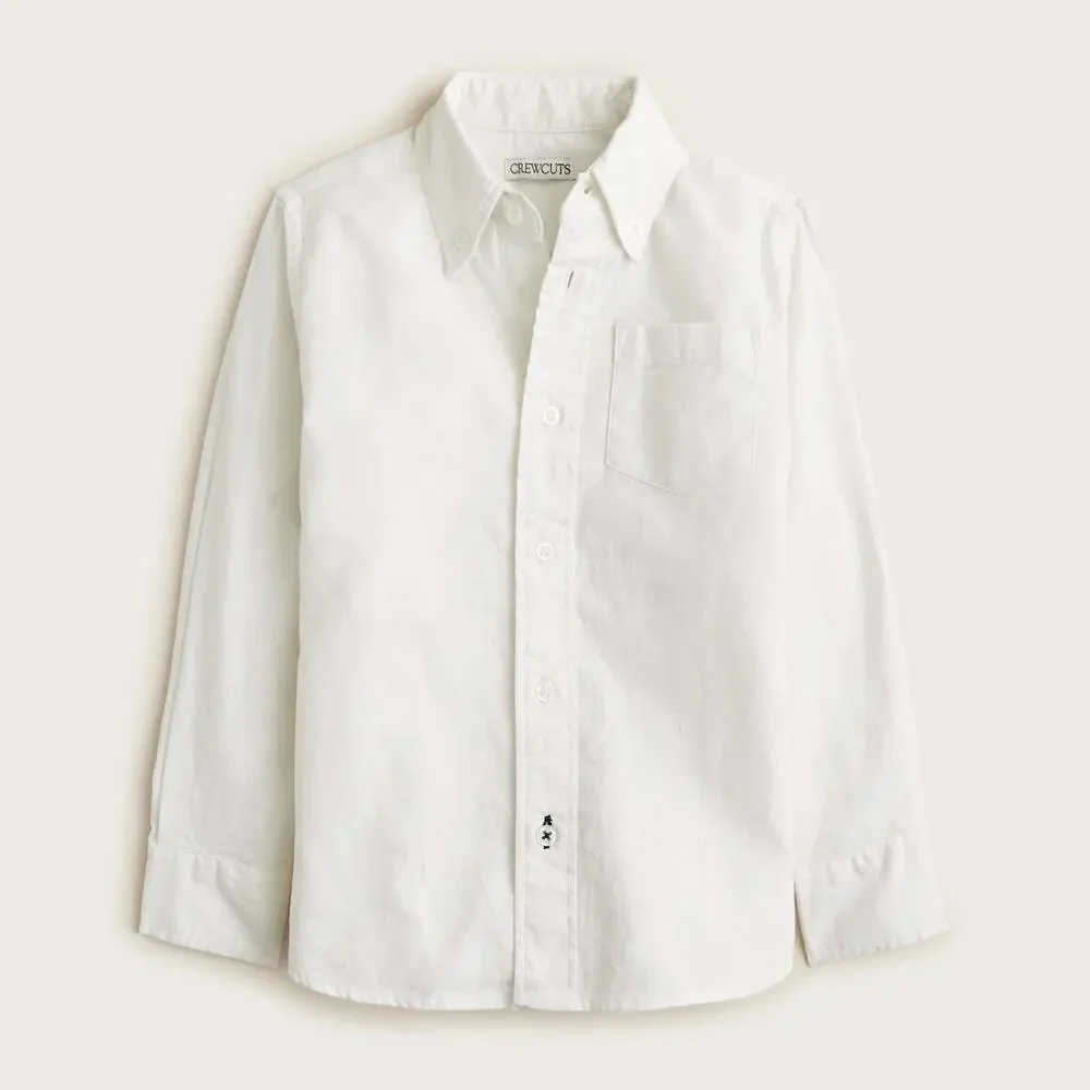 NWT J.Crew Crewcuts Kids' Button-Down Linen-Blend Shirt White Unisex Size 10